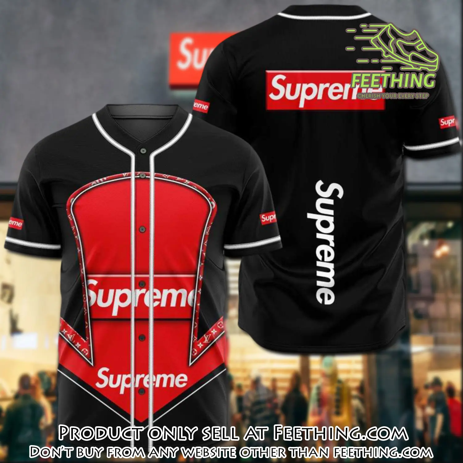 Supreme black red baseball jersey shirt luxury bjs1240 ft3223257